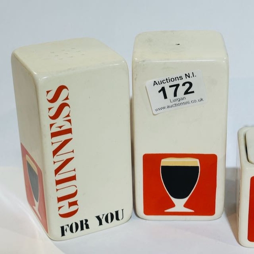 172 - Vintage Carltonware Ceramic Guinness Large Cruet Set + Carltonware Vintage Guinness Saucepot With Sp... 