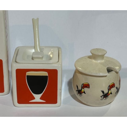 172 - Vintage Carltonware Ceramic Guinness Large Cruet Set + Carltonware Vintage Guinness Saucepot With Sp... 