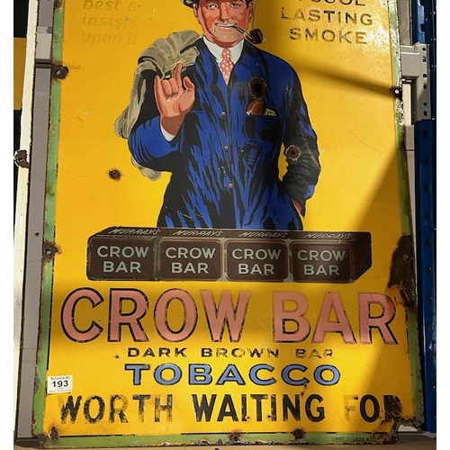 193 - Large Heavy Vintage The Sensible Man Crow Bar Tobacco Sign - 2' x 3'