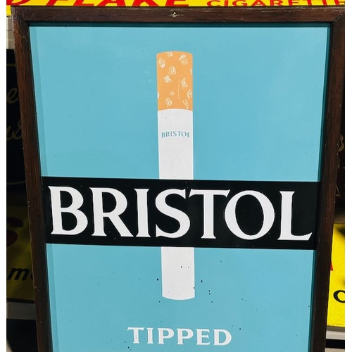 196 - Large Heavy Enamelled Bristol Tipped Cigarette Framed Enamelled Sign - 2' x3' Approx