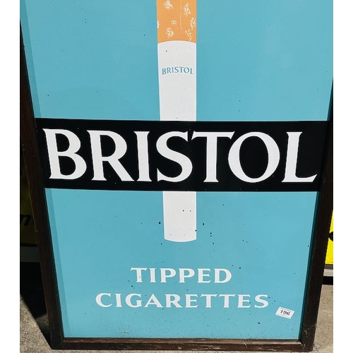 196 - Large Heavy Enamelled Bristol Tipped Cigarette Framed Enamelled Sign - 2' x3' Approx