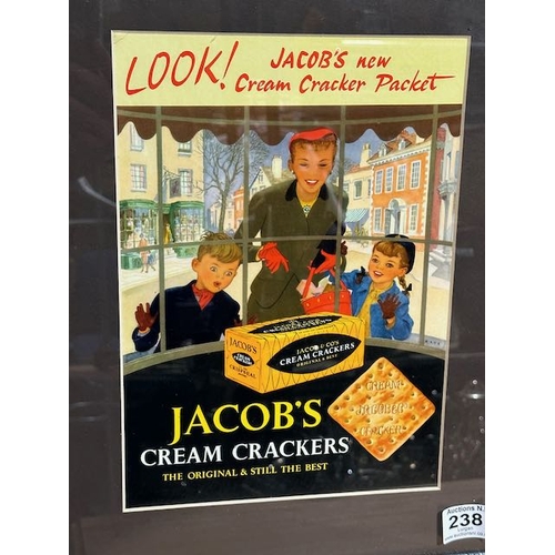 238 - Framed Vintage Jacobs Cream Crackers Card - Appx 14x17