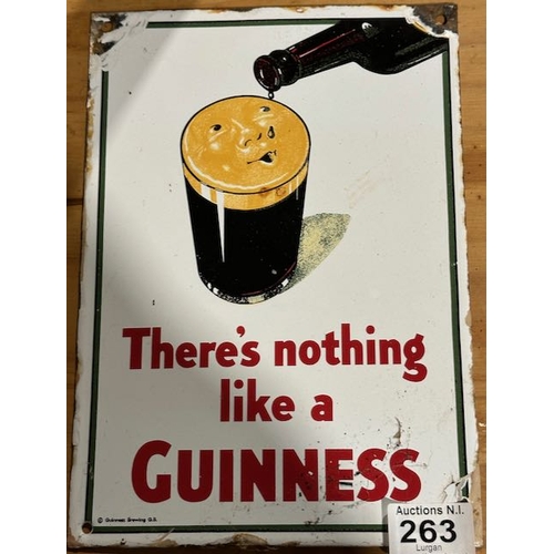 263 - Heavy Enamelled Metal Guinness Sign - Appx 12x8