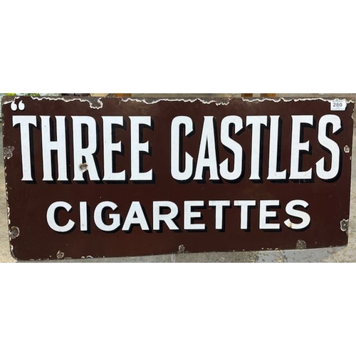 280 - Vintage Enamelled Three Castles Cigarettes Sign - Appx 35x16