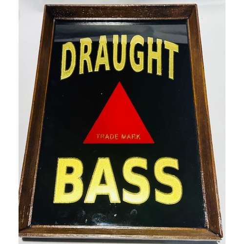 286 - Framed Draught Bass 22ct Gold Leaf Detailed Reverse Painted Glass - Appx 15x10.5