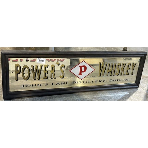 288 - Framed Powers Whiskey Reverse Painted Mirror - Appx 30x9