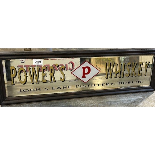 288 - Framed Powers Whiskey Reverse Painted Mirror - Appx 30x9