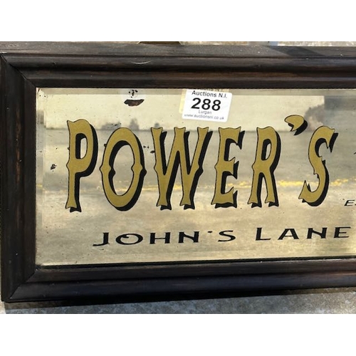 288 - Framed Powers Whiskey Reverse Painted Mirror - Appx 30x9