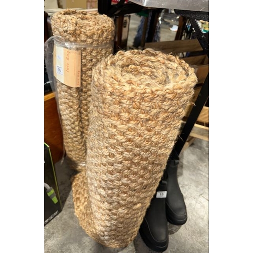 16 - 60 x 200cm Hand Finished Jute Rug x 2 - With Tags