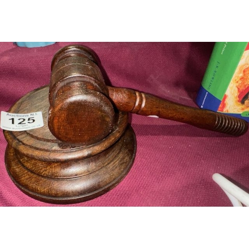 125 - Large Mahogany Gavel & Block
