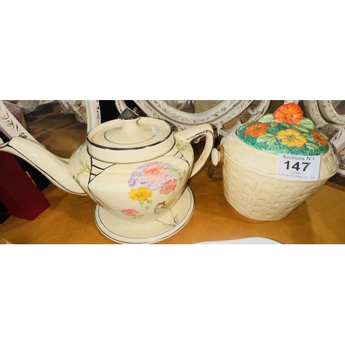 147 - Arthur Wood Vintage Teapot on Stand + Arthur Wood Vintage Lidded Jar with Handle