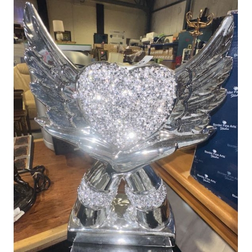 155 - Glitzy Winged Heart Statue