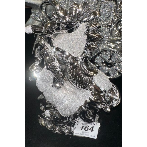164 - Glitzy Rearing Horse & Foal Statue