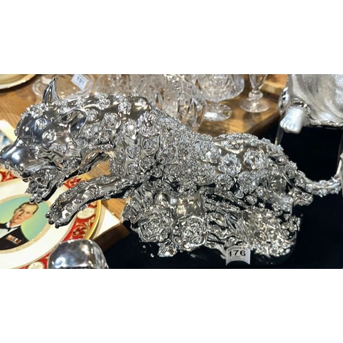 176 - Large Glitzy Pouncing Leopard statue