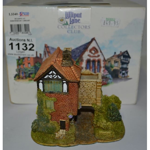 1132 - Boxed Lilliput Lane - Collectors Club Reading at Shrewsbury Library 2011/12 Club Special Edition wit... 