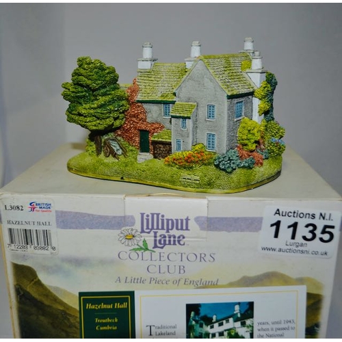 1135 - Boxed Lilliput Lane - Collectors Club 2008/09 Hazelnut Hall with Deeds