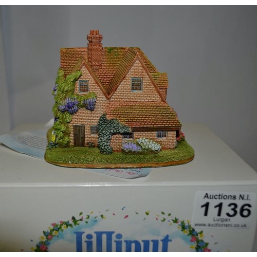 1136 - Boxed Lilliput Lane - Collectors Club 2014/15 Dabbling Duck with Deeds
