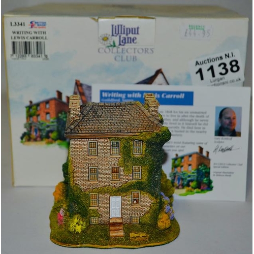 1138 - Boxed Lilliput Lane - Collectors Club 2011/12 Writing with Lewis Carroll with Deeds