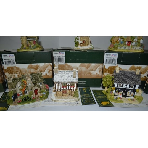 1141 - Boxed Lilliput Lane x6 - Sweet Bouquet, Holy Christmas, Rampant Lion, Christmas Punch, Tintagel Old ... 