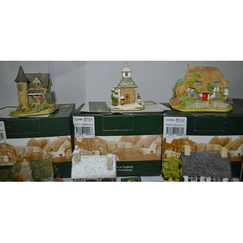 1141 - Boxed Lilliput Lane x6 - Sweet Bouquet, Holy Christmas, Rampant Lion, Christmas Punch, Tintagel Old ... 