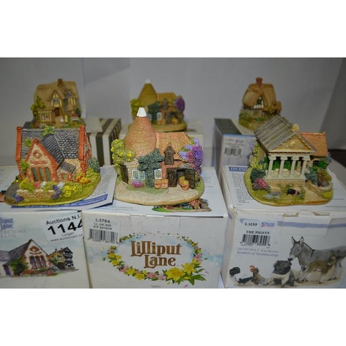 1144 - Boxed Lilliput Lane x6 - Cabbage Patch Corner, The Hop Pickers x2, The Chocolate Box, The Pig Sty, A... 
