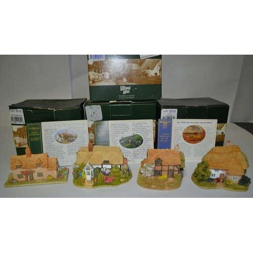 1147 - Boxed Lilliput Lane x4 - Ye Olde Jug, Scented Haven, Rainbow's End + Little Lighthouse