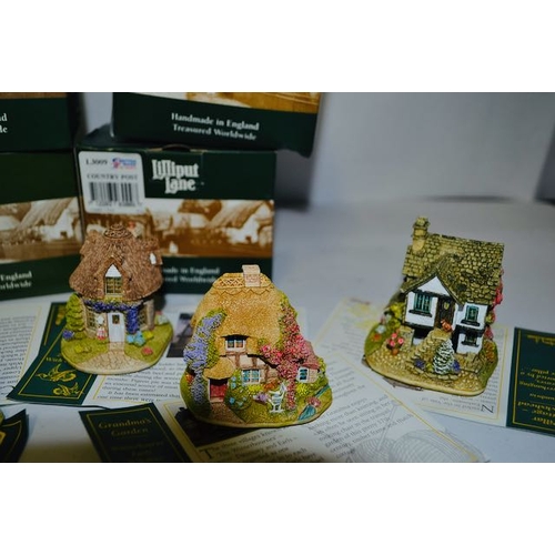 1156 - Boxed Lilliput Lane - x6 , Gnoaming In The Gloaming, Mustard Pot, Grandmas Garden, Dovecote, Country... 