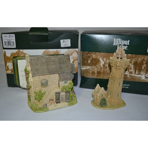 1167 - Boxed Lilliput Lane - x 2 Ye Old Pork Pie With Deeds And Wallace Monument