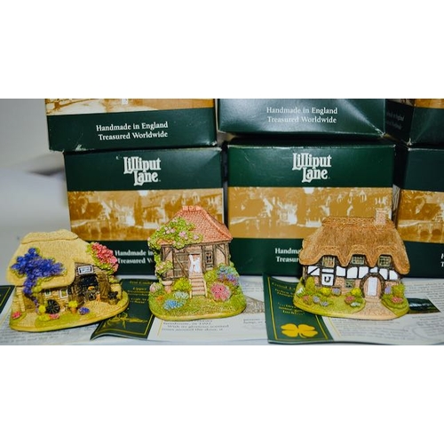 1177 - Boxed Lilliput Lane - x 6 Where Sparks Fly, Make Mothers Day, Patterdale Post Office, Dovecote, Litt... 
