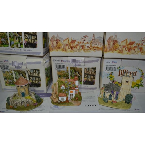 1178 - Boxed Lilliput Lane - x 6 Primrose Hill, Bro Dawel, Glenorchy Kirk, The Triangular Lodge, Ruston, Te... 