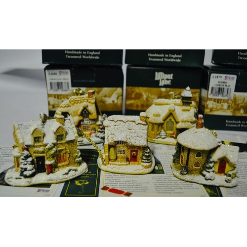 1179 - Boxed Lilliput Lane - x 6 Christmas Decorations, Christmas Cheer, Glad Tidings, Merry Christmas, Lit... 