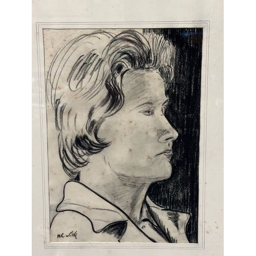 972 - Maurice C Wilks Pencil Drawing Portrait  - Appx 20x21