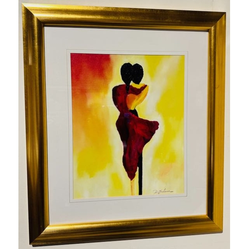 973 - Lovers Oil on Board by Deirdre Graham in Quality Heavy Gold Glazed Frame - Appx 27x32