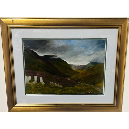 986 - Framed Oil Painting Mountian Scene Signed R.S. Framed 20