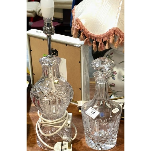 14 - Tyrone Crystal Table Lamp + Galway Crystal Decanter