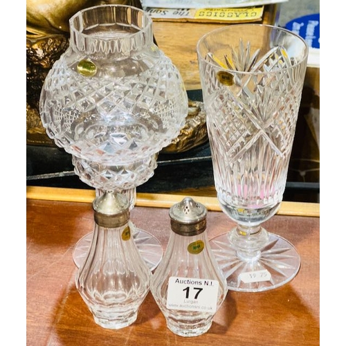 17 - 4pc Tyrone Crystal Incl Vase