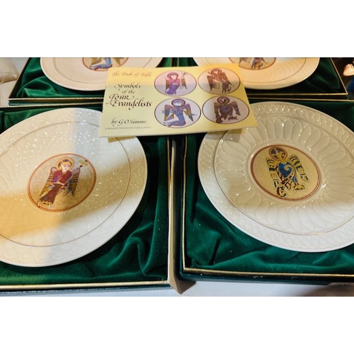 305 - Belleek Collectors Society Ltd Ed Symbols of the Four Evangelists Plates - All Boxed with The Book o... 