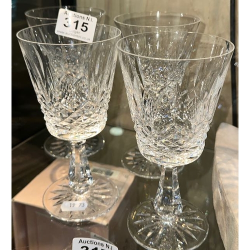 315 - Waterford Crystal Large Wine Glass x4