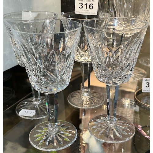 316 - Waterford Crystal Wine Glass x4