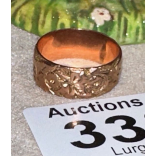 338 - 9ct Gold Leaf & Floral Detail Band