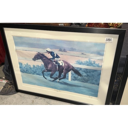 352C - Framed Lester Piggott Print By Frank Wright