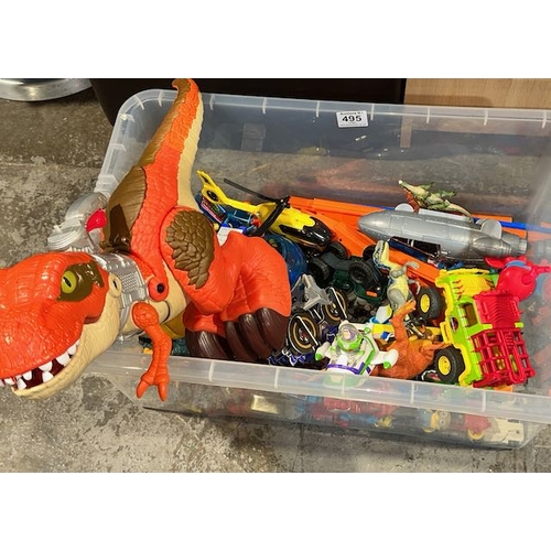 495 - Large Tub of Toys Incl Dino & Toy Story