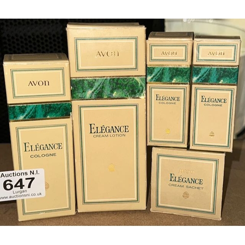 647 - 5pc Boxed Vintage Avon- Elegance