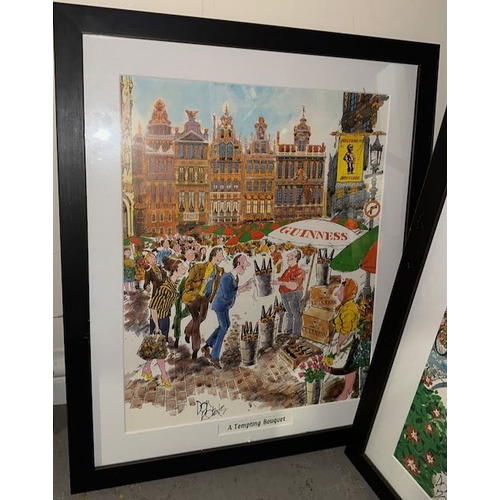 445A - 4 x Framed Guinness Prints By Don Roberts : A Guild New Year Tae Ane An A, Touché, A Tempting Bouque... 