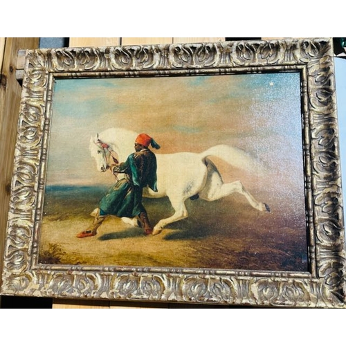 1000 - large Gilt Framed Vintage Print Of Arabian Stallion, 31