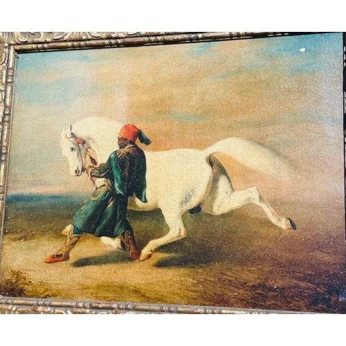 1000 - large Gilt Framed Vintage Print Of Arabian Stallion, 31