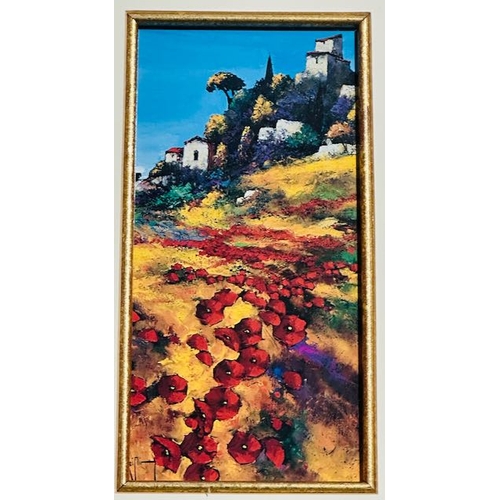 1001 - Nicely Framed Hillside Poppies No.3 In Series By Keiflin, 20