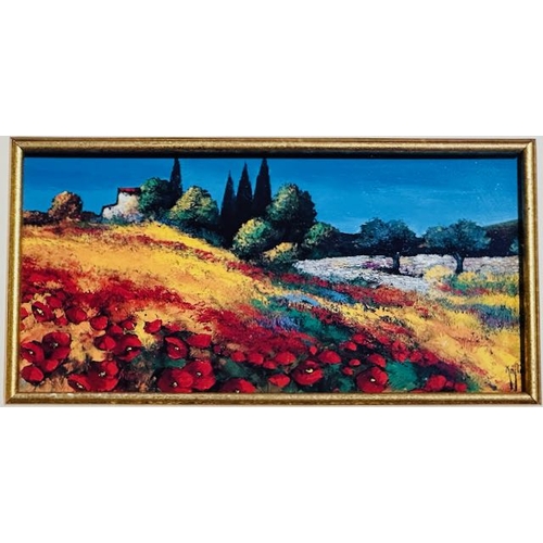 1002 - Nicely Framed Hillside Poppies No.3 In Series By Keiflin 20