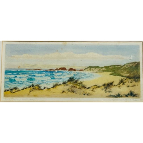 1003 - Framed Lithograph Whitepark Bay, Antrim Coast Signed By R Cresswell Boak A.R.C.A. 20