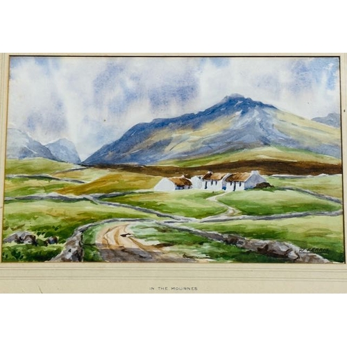 1004 - Framed Watercolour, In The Mournes By W Ferris, 19